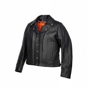 First Classic Leather Gear Womens Moto Biker Jacket Size L Harley Davidson Patch